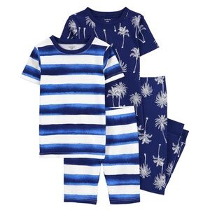 Carter’s Boys Stripe Palm Trees Shirt Shorts and Pants Pajamas